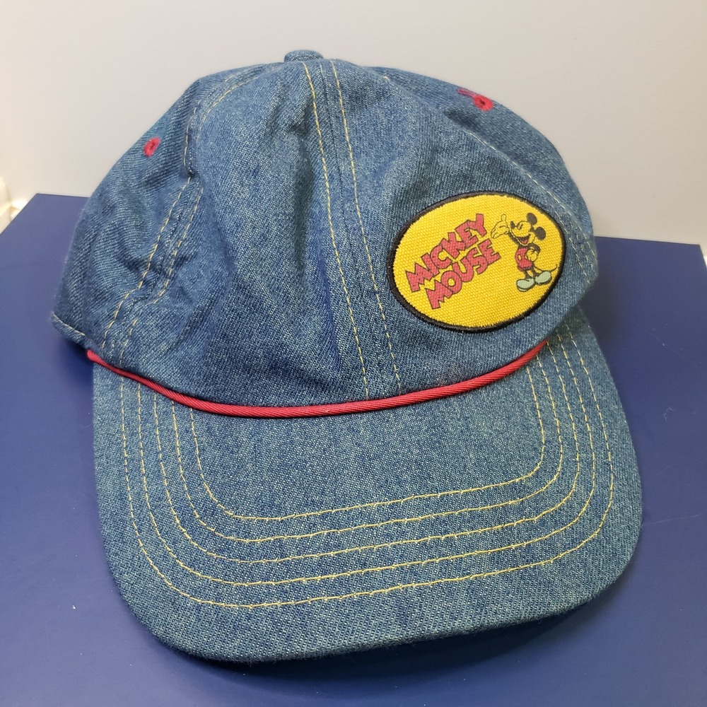 VTG-Disney Mickey Mouse Denim Baseball Cap Blue Adjustable Hat FSC 31454-1